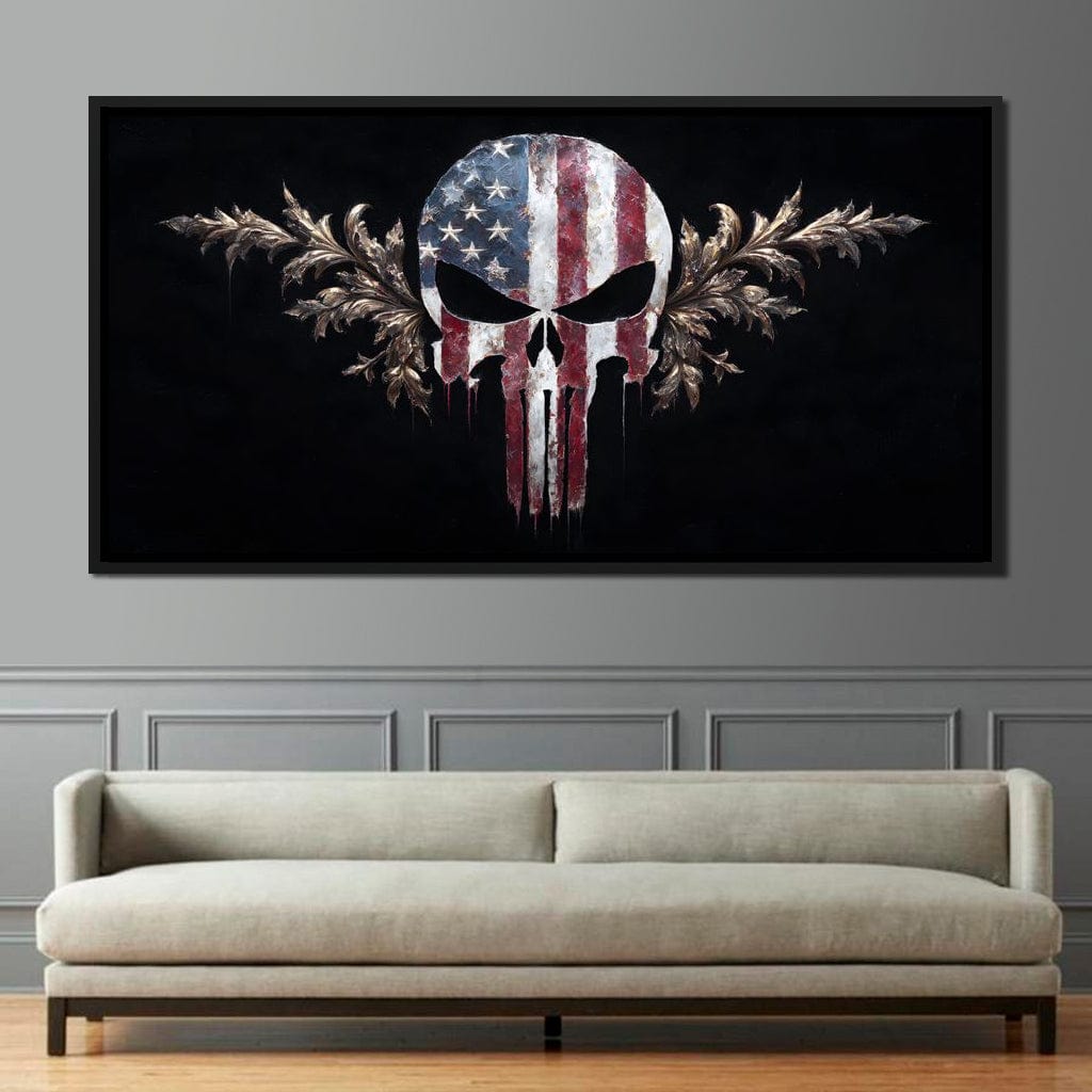 Stars Stripes Resolute Skull Canvas Wall Art