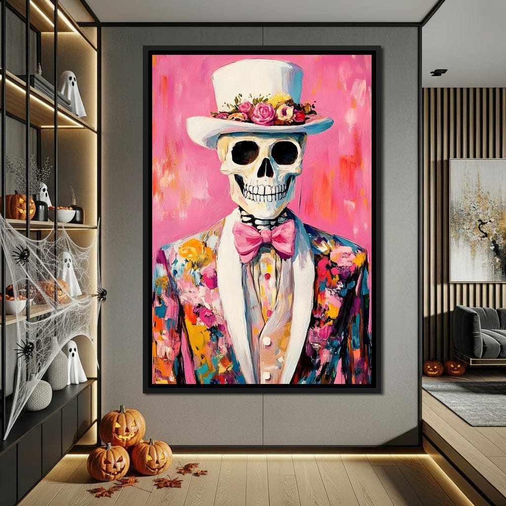 Dapper Skeleton Floral Jubilee Canvas Wall Art
