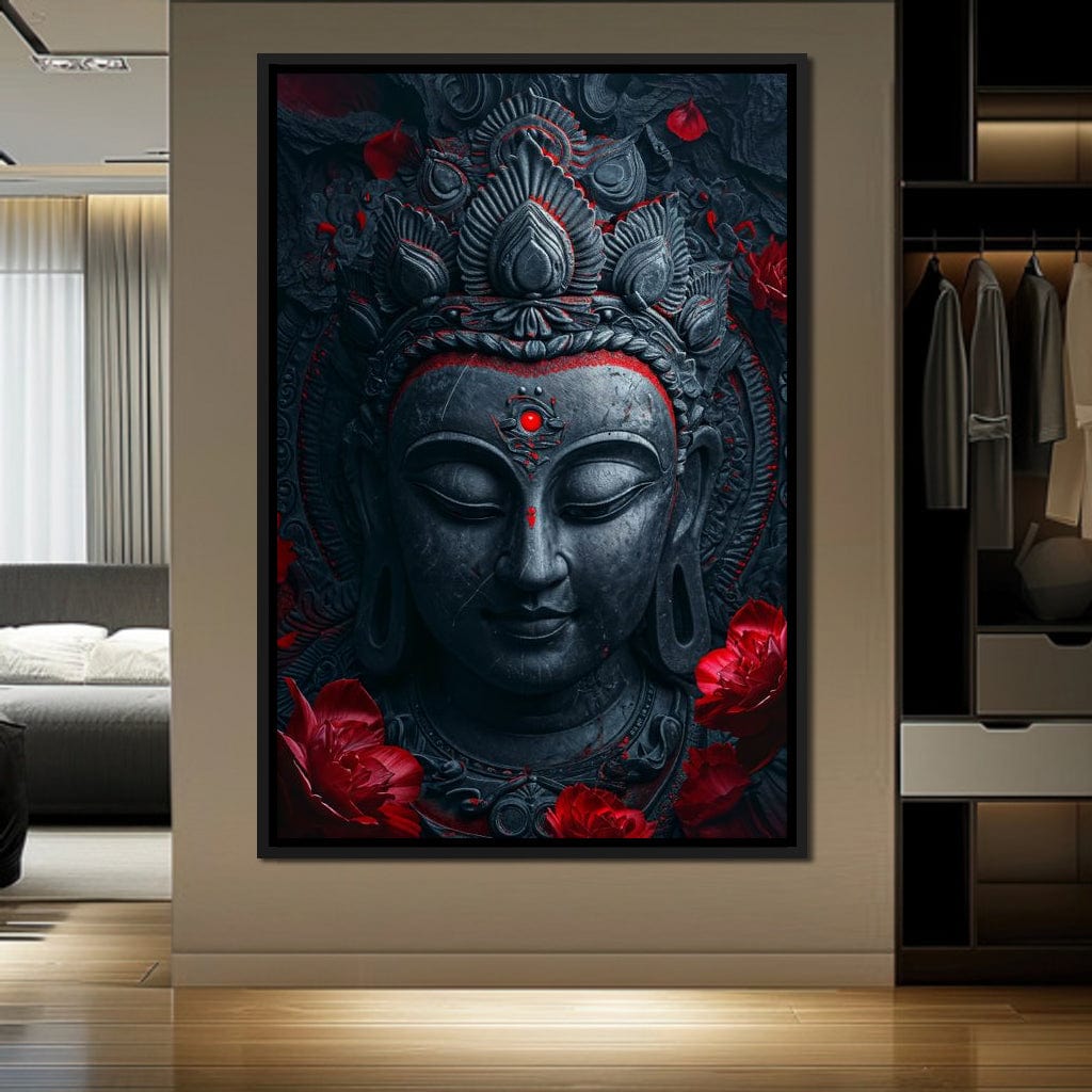 Buddha's Crimson Nirvana Canvas Wall Art