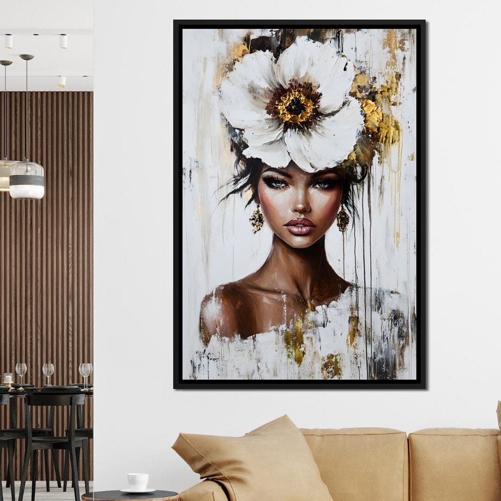 Golden Petal Elegance Canvas Wall Art