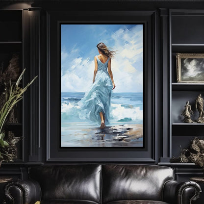 Azure Serenity Stroll Canvas Wall Art