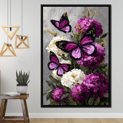 Amethyst Butterflies Bouquet Canvas Wall Art