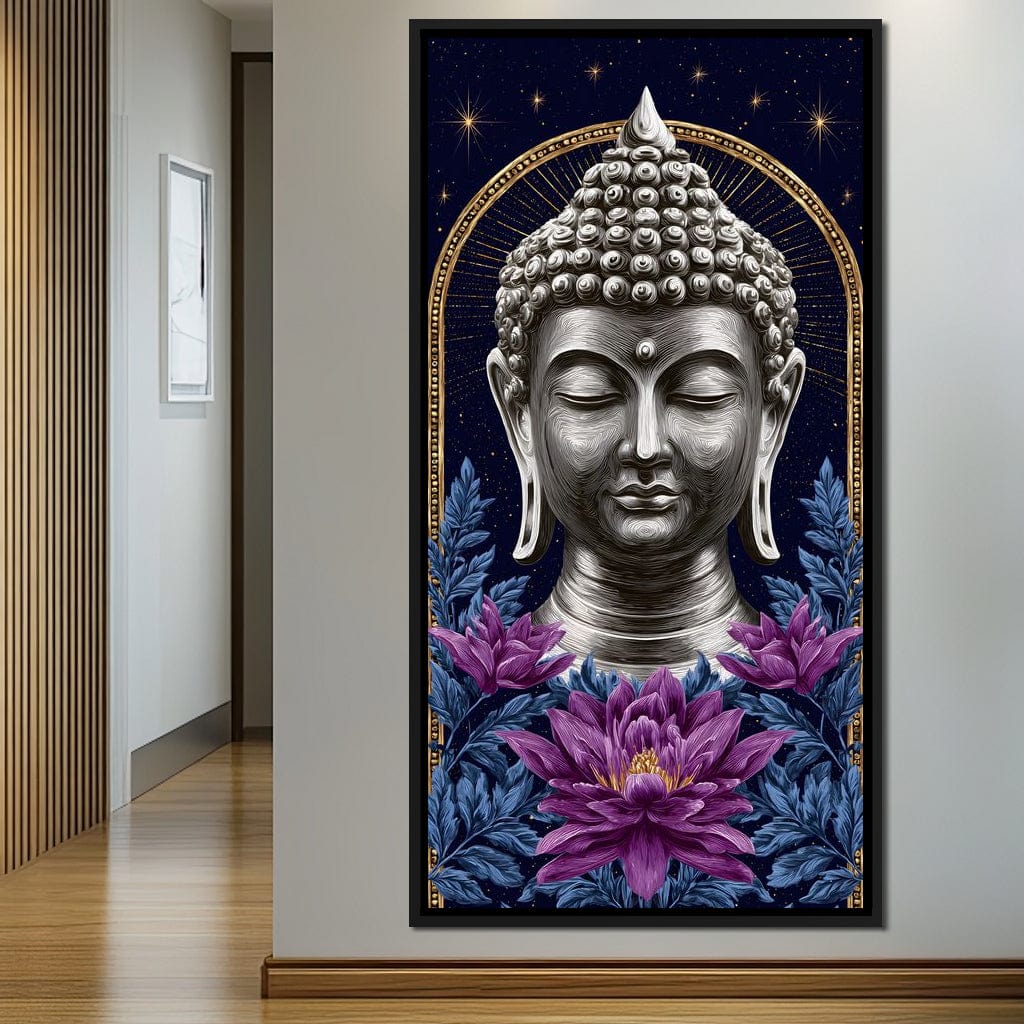 Buddha Lotus Radiance Under Stars Canvas Wall Art
