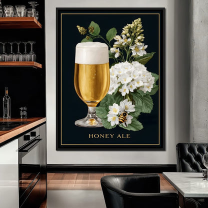 Golden Honey Ale Botanical Noir Canvas Wall Art