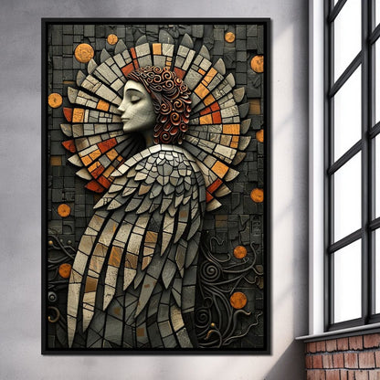 Mosaic Angel Enchantment Canvas Wall Art