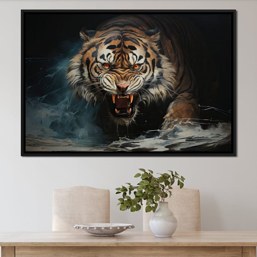 Angry Siberian Tiger Canvas Wall Art
