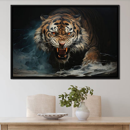 Angry Siberian Tiger Canvas Wall Art