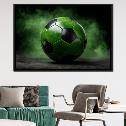 Emerald Soccer Ball Eclipse Canvas Wall Art