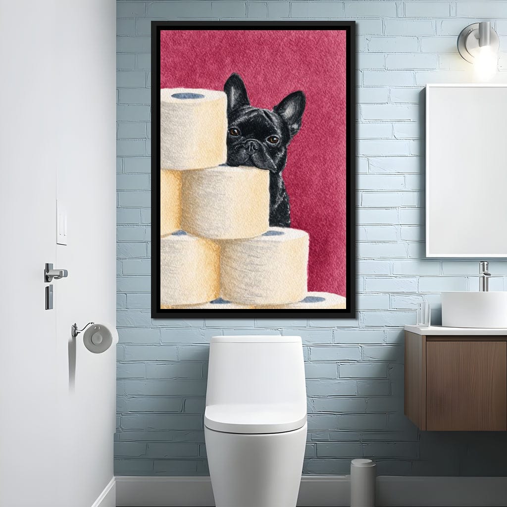 French Bulldog Peekaboo Rolls Canvas Wall Art