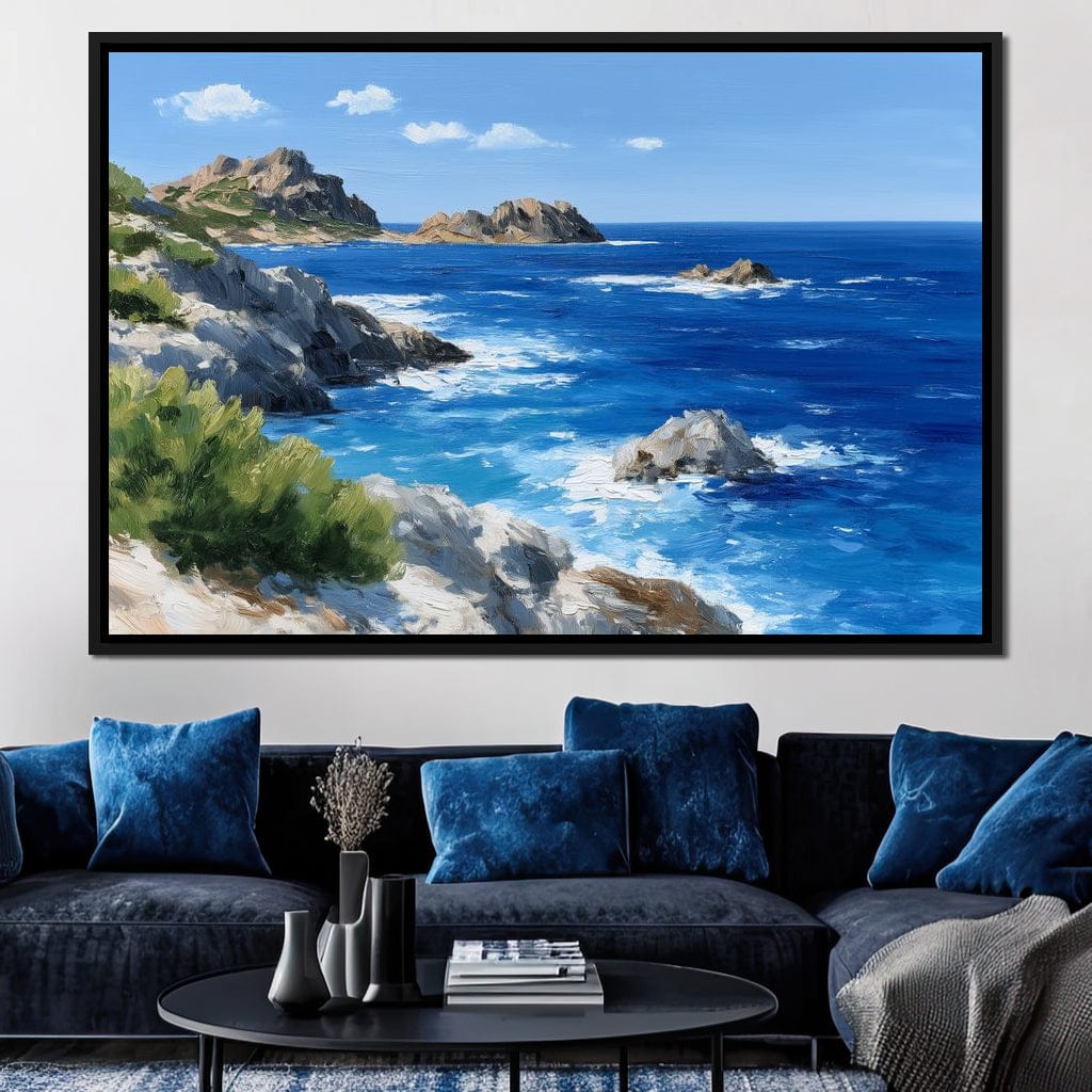 Rocky Coastline Ocean View Oil Painting Canvas Wall Art