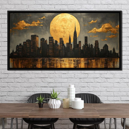 Golden Reflections Skyline Canvas Wall Art
