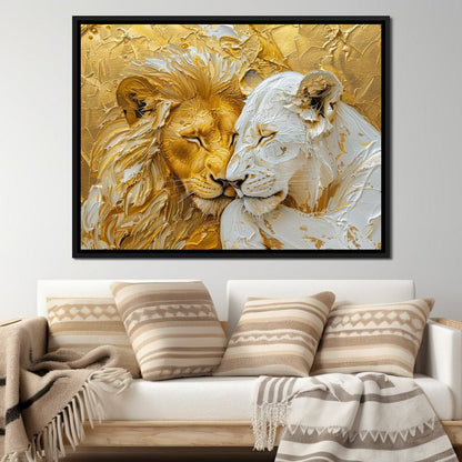 Golden Solitude and Ivory Peace Canvas Wall Art
