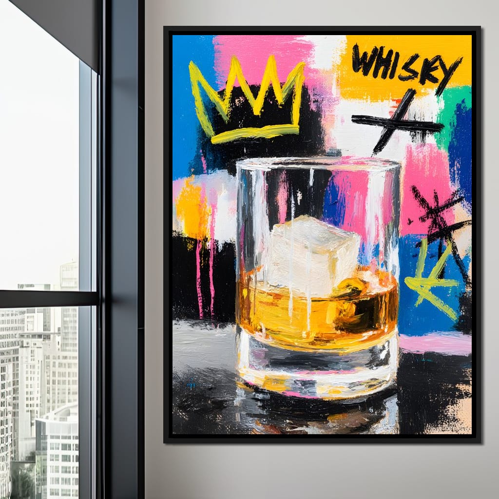 Whiskey Crown Pop Graffiti Scene Canvas Wall Art