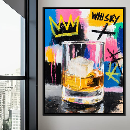 Whiskey Crown Pop Graffiti Scene Canvas Wall Art