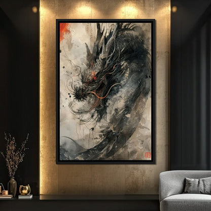 Ethereal Dragon's Maelstrom Canvas Wall Art