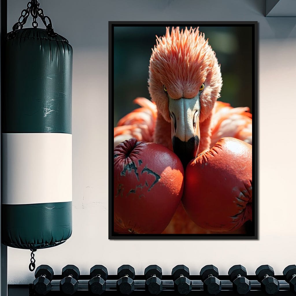 Flamingo Pugilist Canvas Wall Art
