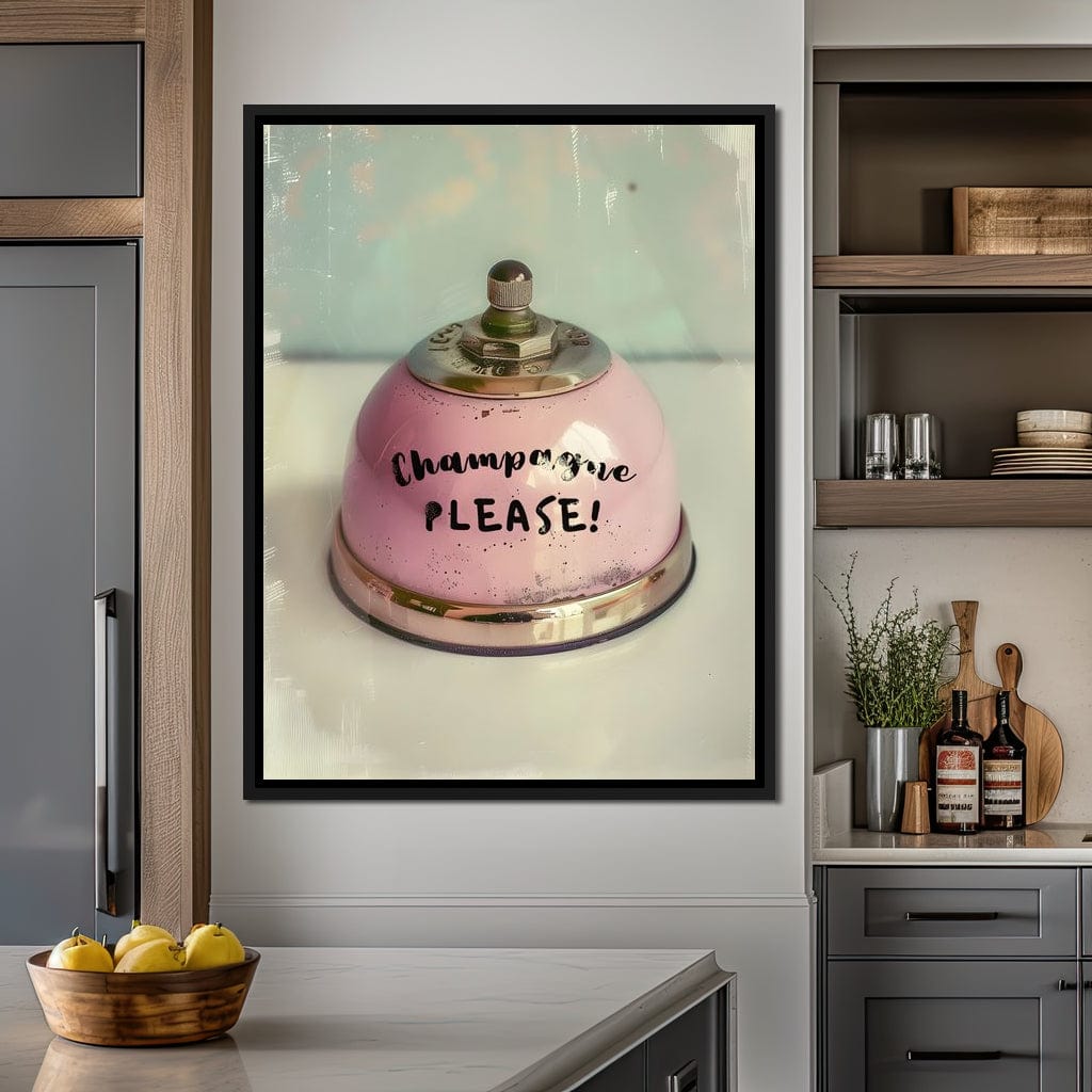 Champagne Please Service Bell Canvas Wall Art