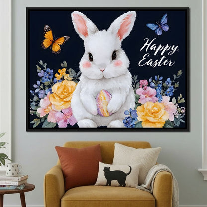 Happy Easter Bunny Watercolor Canvas Wall Art