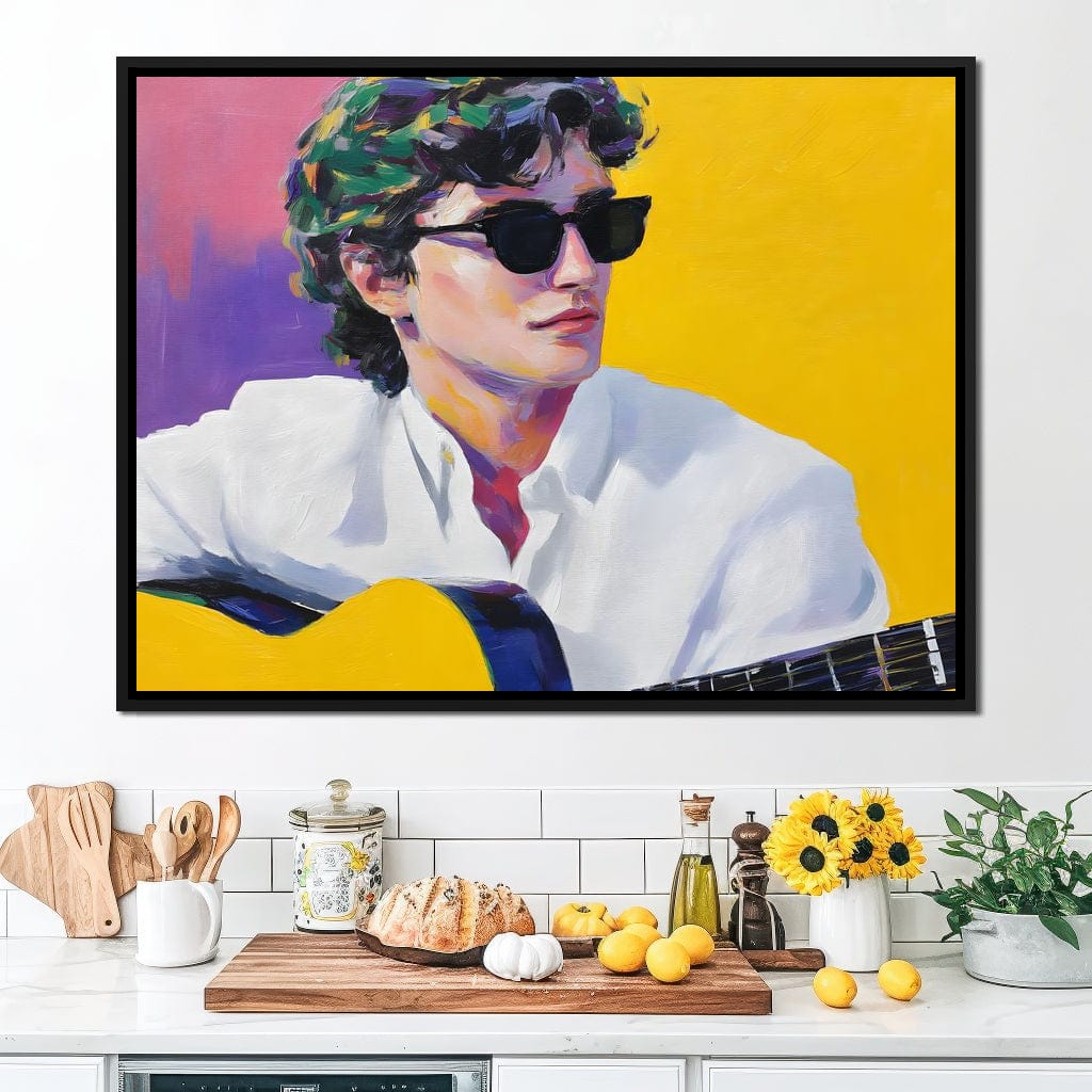 Vibrant Guitarist Sunlit Groove Canvas Wall Art