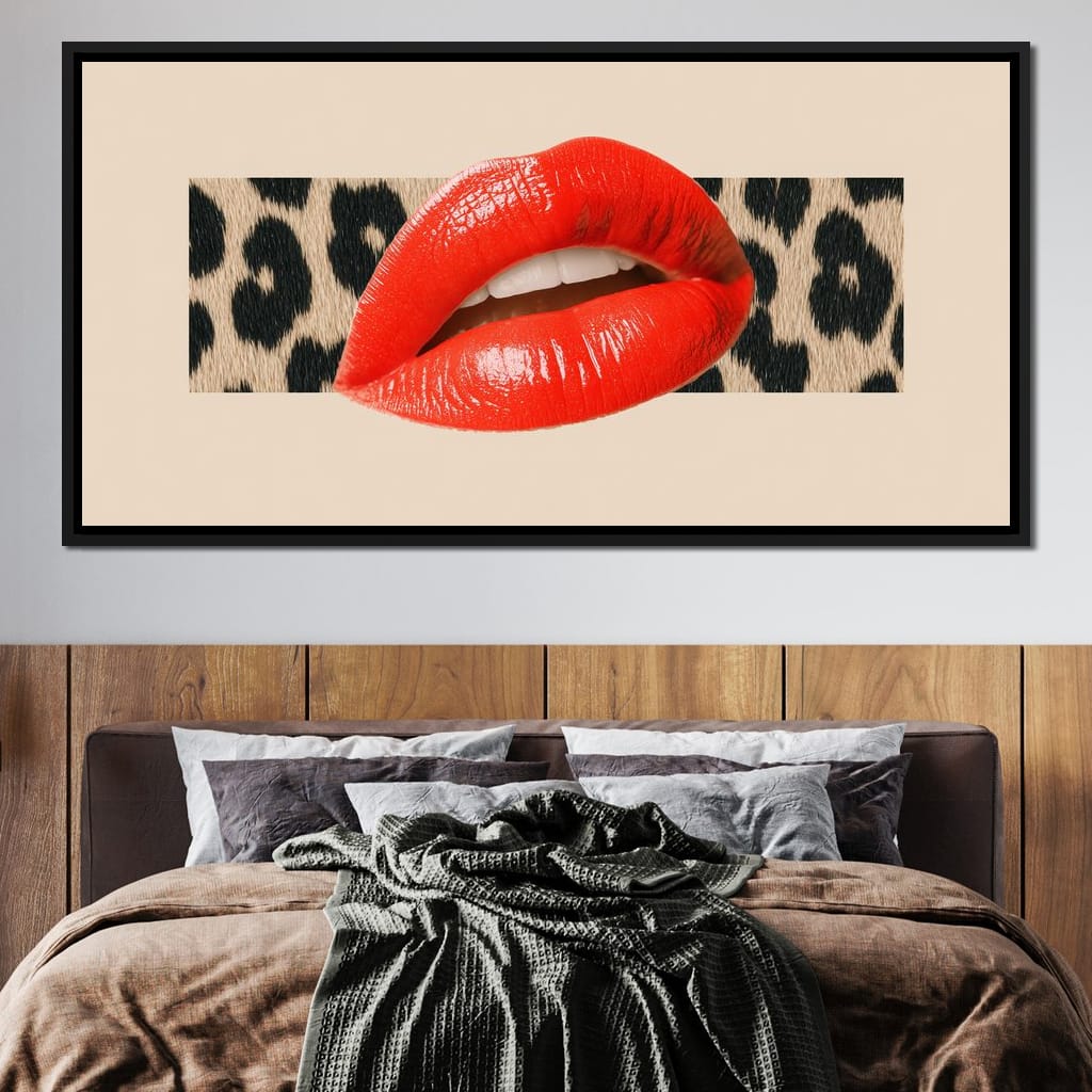 Leopard Kiss Pop Glamour Red Canvas Wall Art