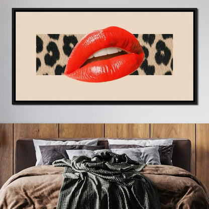 Leopard Kiss Pop Glamour Red Canvas Wall Art