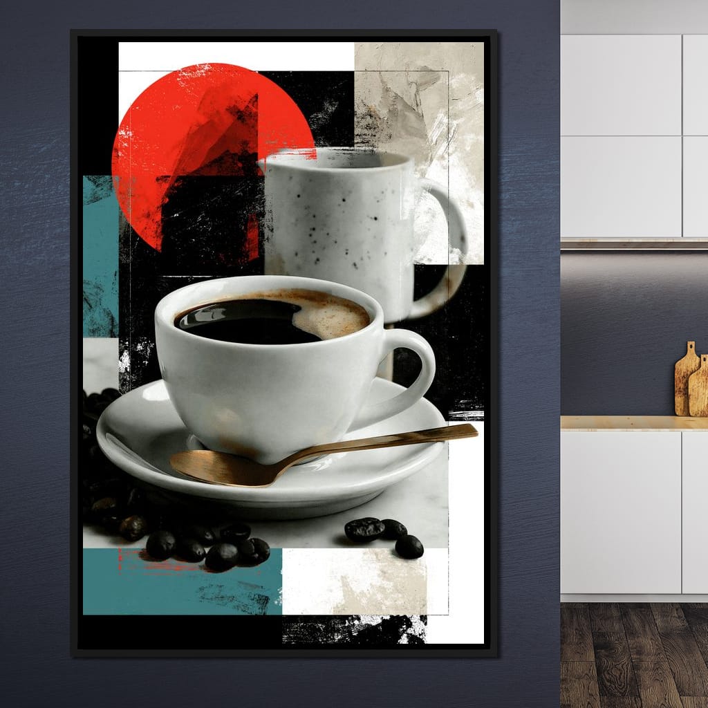 Morning Rituals Within Geometric Forms Canvas Wall Art