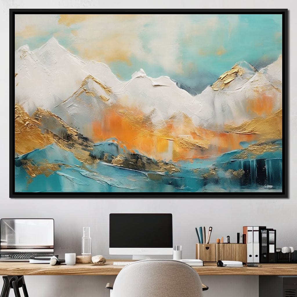 Golden Peaks Dawn Mountain Escape Canvas Wall Art