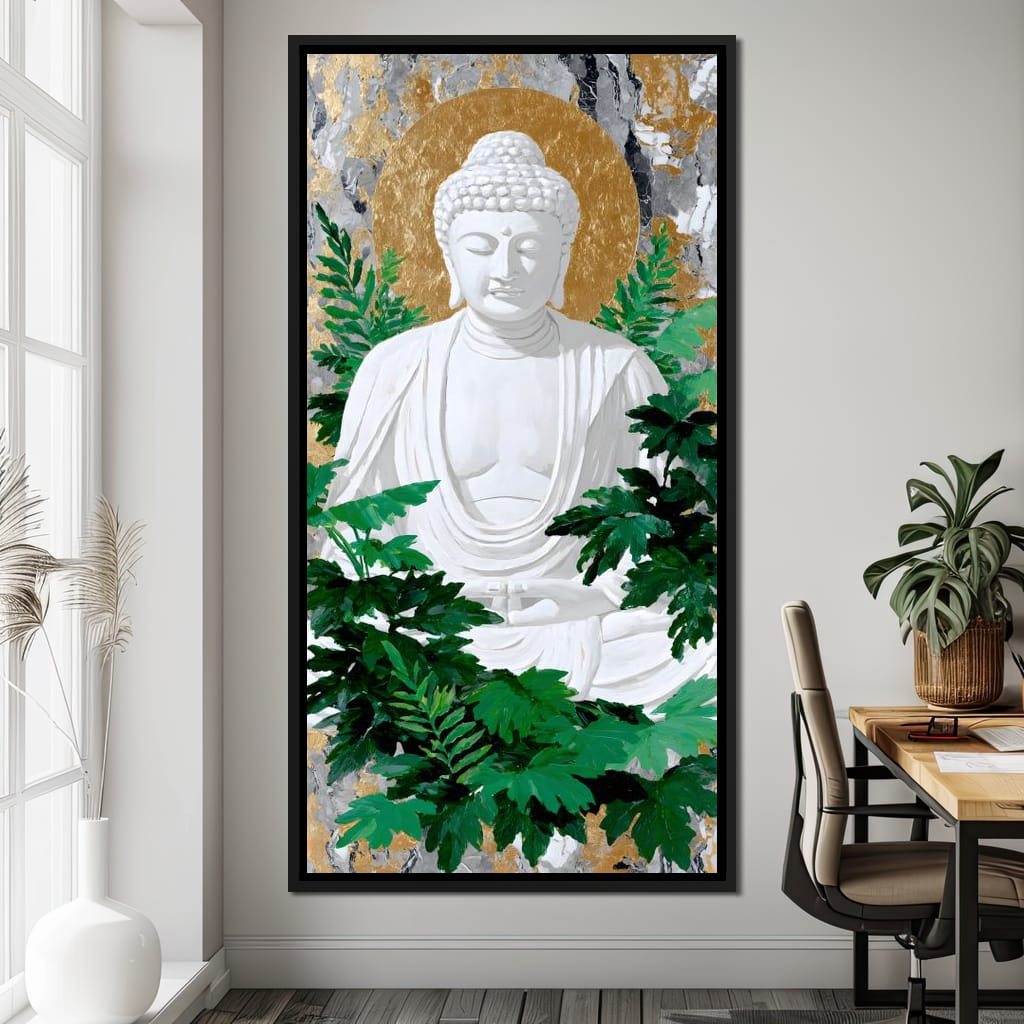 Golden Halo Buddha Garden Canvas Wall Art