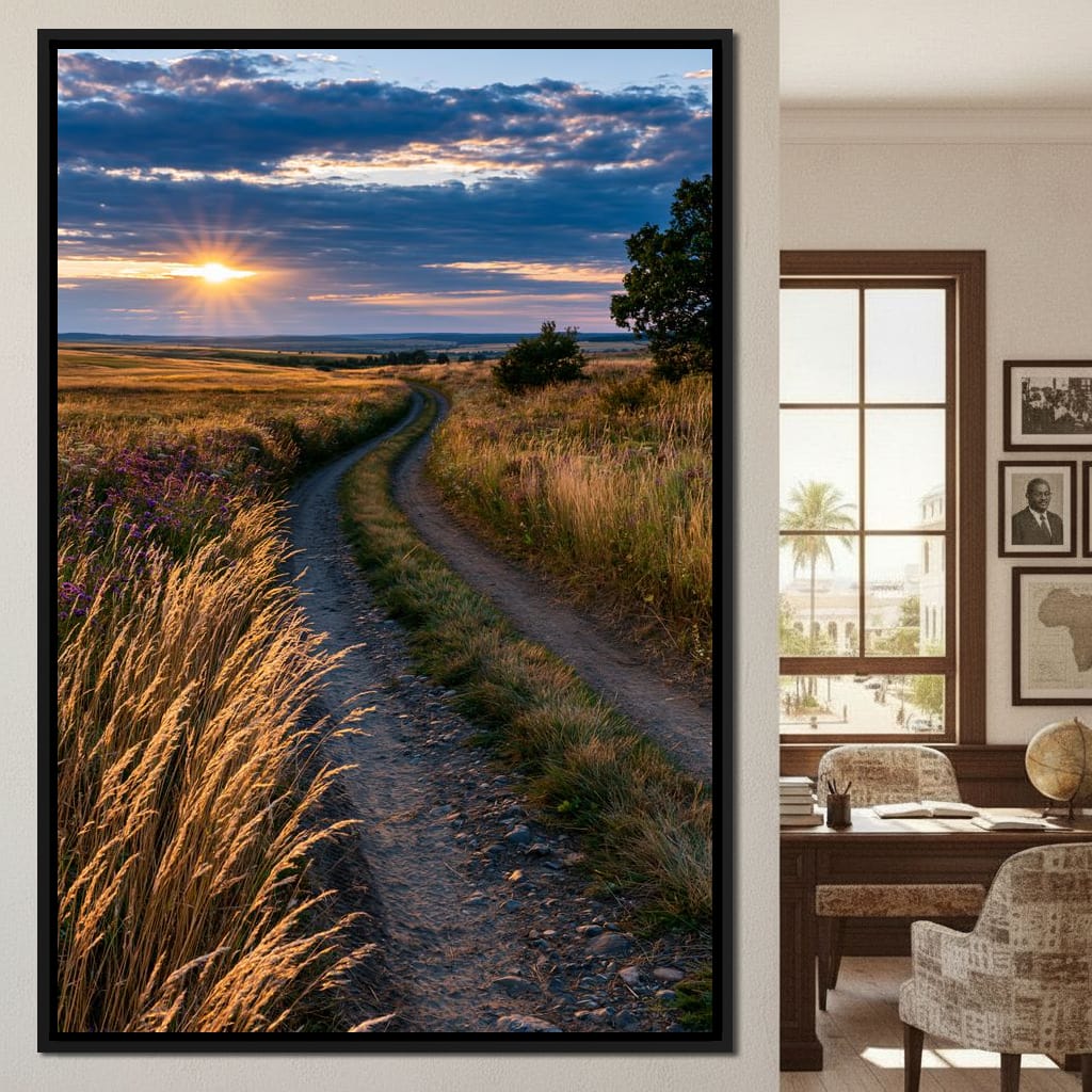 Golden Hour Journey Home Canvas Wall Art