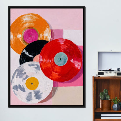 Retro Vinyl Color Spin Dance Canvas Wall Art