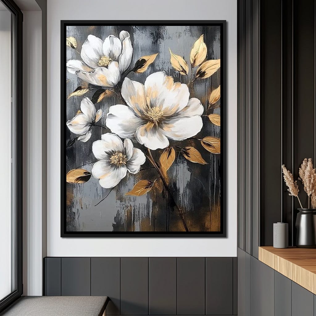 Golden Blossom Reflections Canvas Wall Art