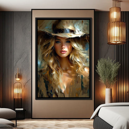 Golden Serenity Portrait Canvas Wall Art