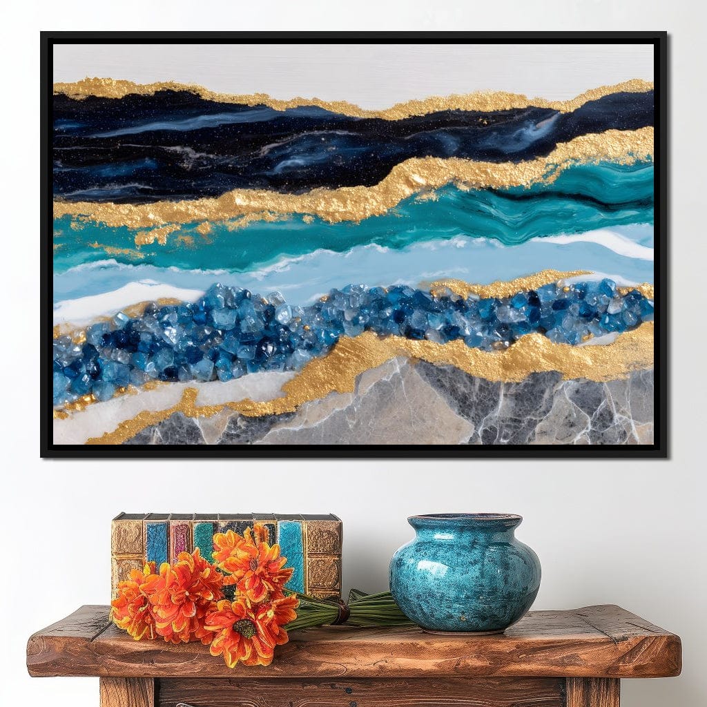 Gilded Ocean Geode Flow Canvas Wall Art