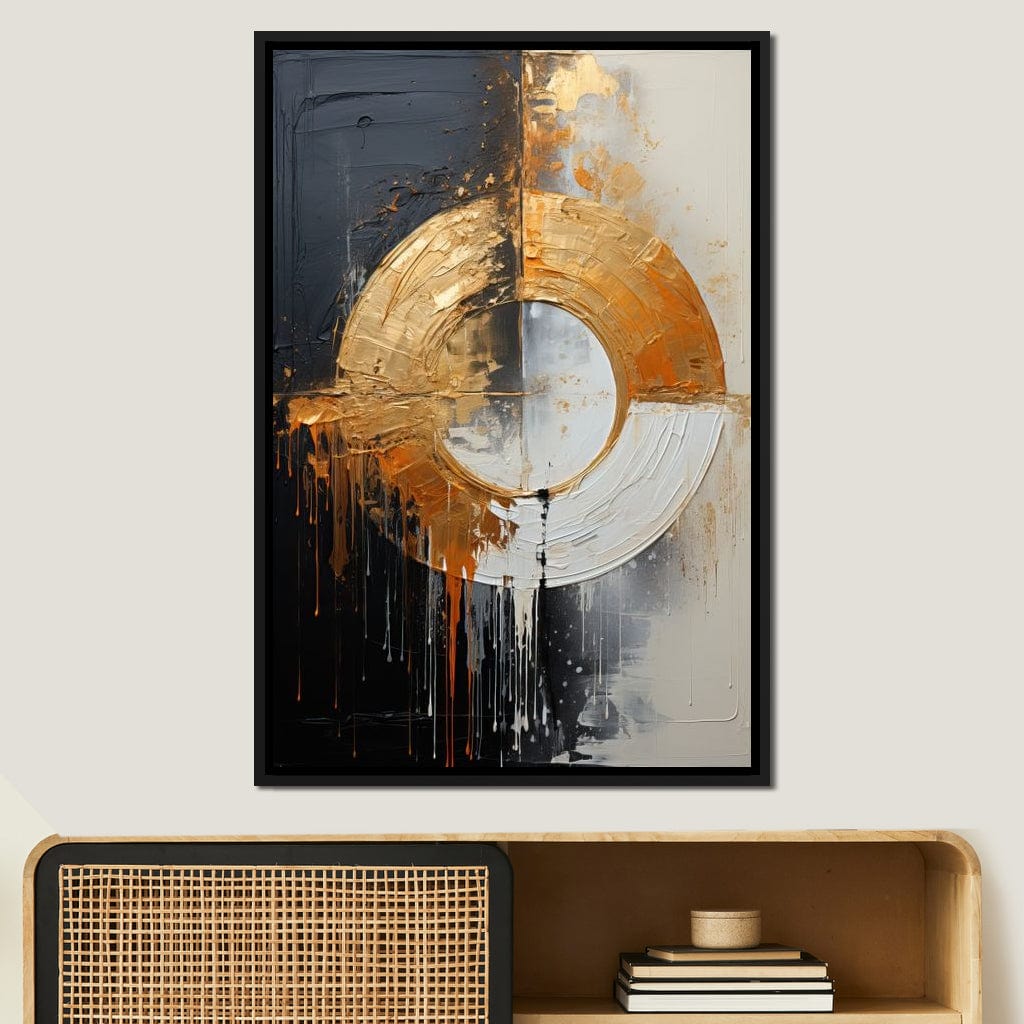 Abyssal Echoes in Gold Abstract Canvas Wall Art