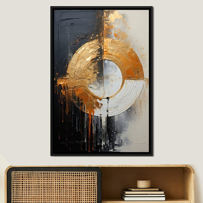 Abyssal Echoes in Gold Abstract Canvas Wall Art