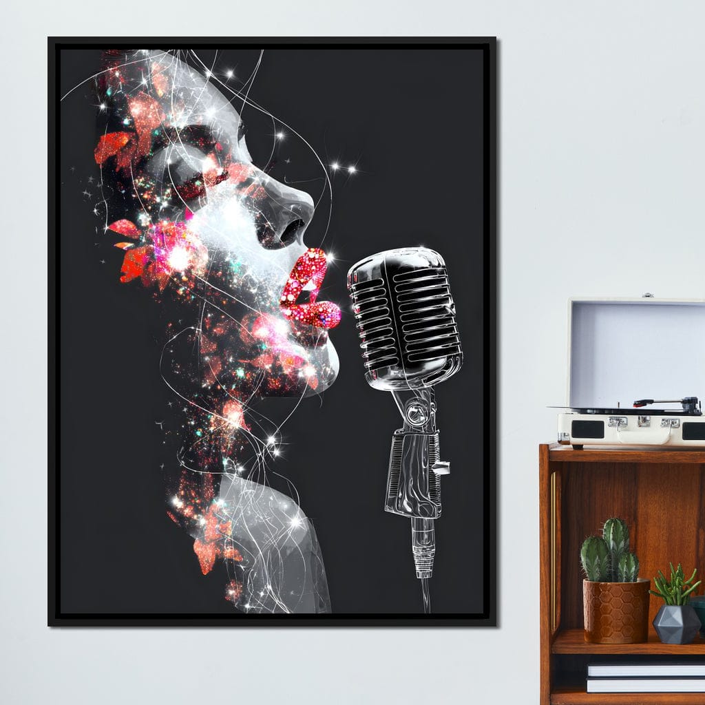 Cosmic Vocalist Neon Kiss Canvas Wall Art
