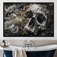 Golden Skull in Galaxy Storm Canvas Wall Art