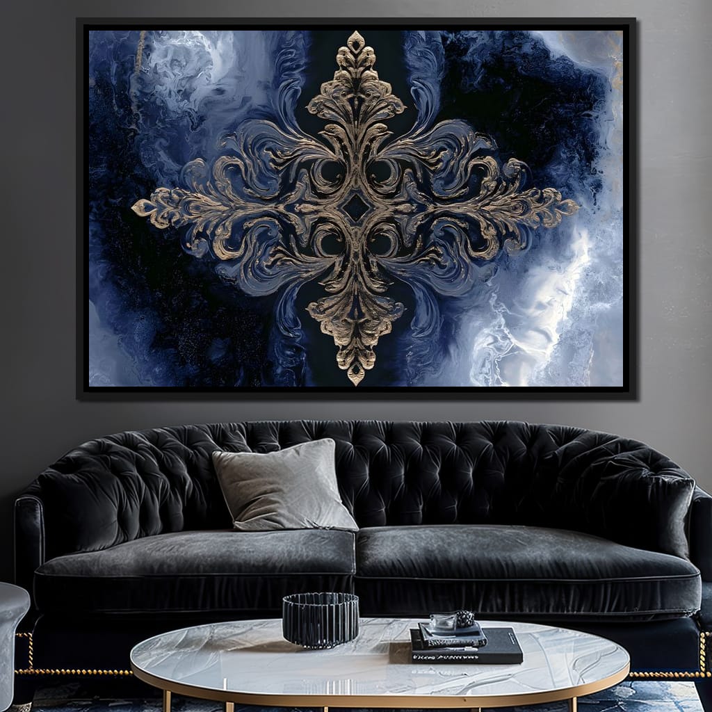 Gilded Blue Reverie Canvas Wall Art