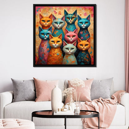 Cat Kaleidoscope Canvas Wall Art