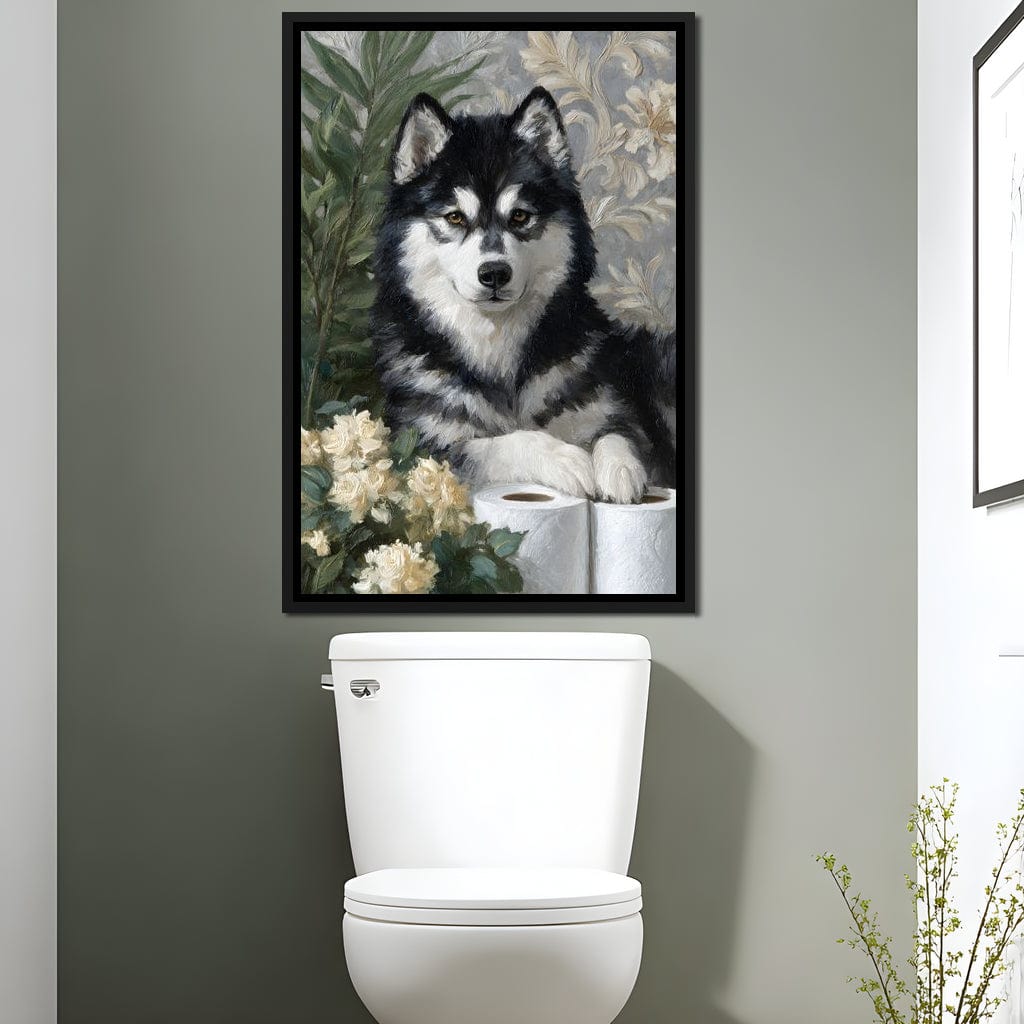 Malamute Bathroom Guardian Canvas Wall Art