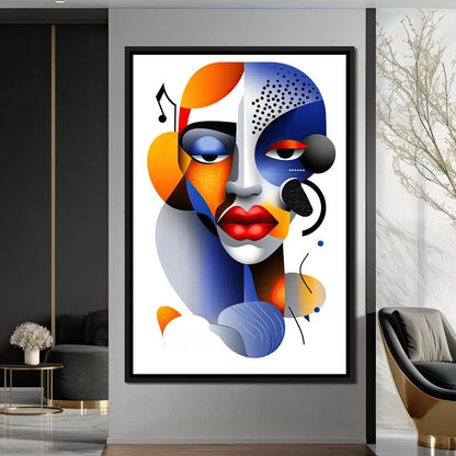 Red Lips and Bold Shapes Canvas Wall Art