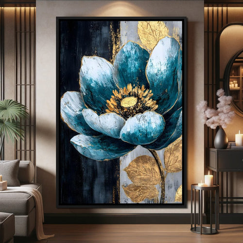 Radiant Petals Golden Harmony Canvas Wall Art