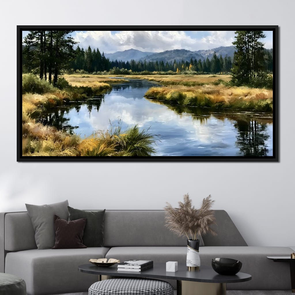 Silent Waters Reflecting Mountain Clouds Canvas Wall Art
