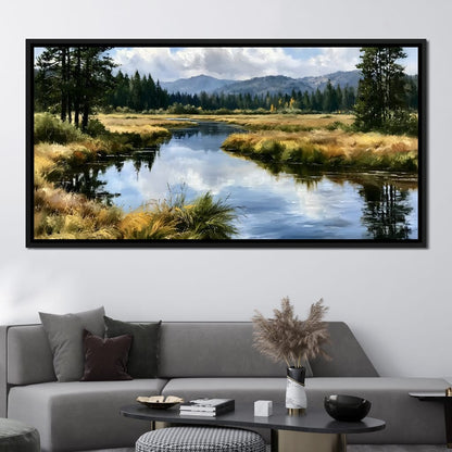 Silent Waters Reflecting Mountain Clouds Canvas Wall Art