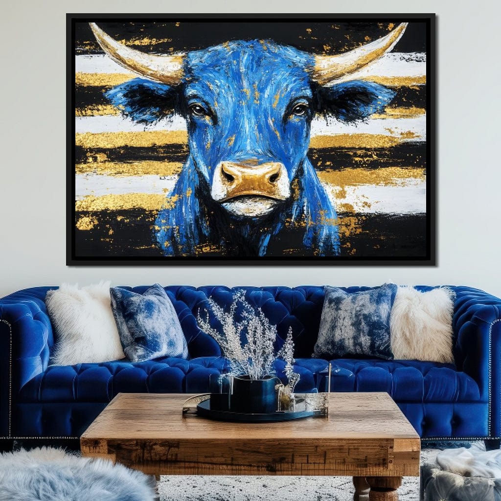 Bull Cobalt Resilience Canvas Wall Art