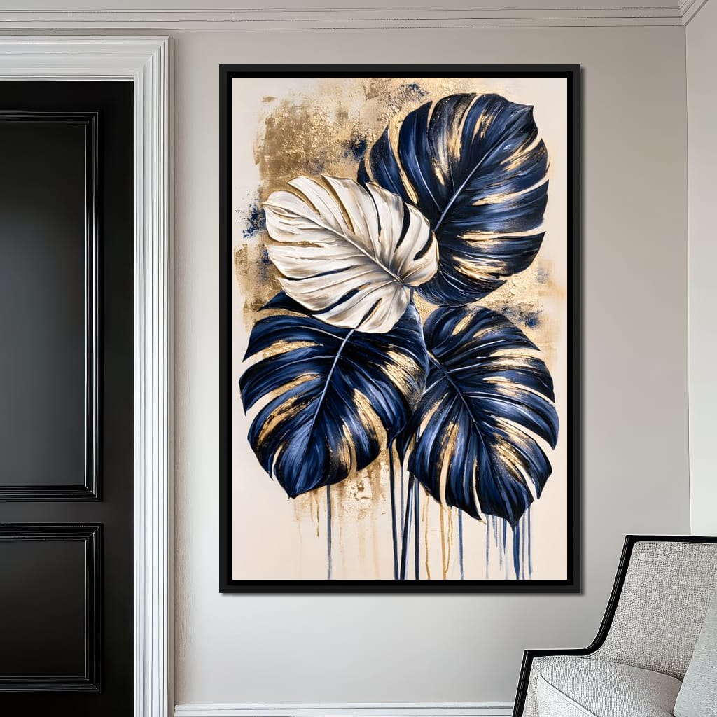 Gilded Foliage Under Midnight Skies Canvas Wall Art
