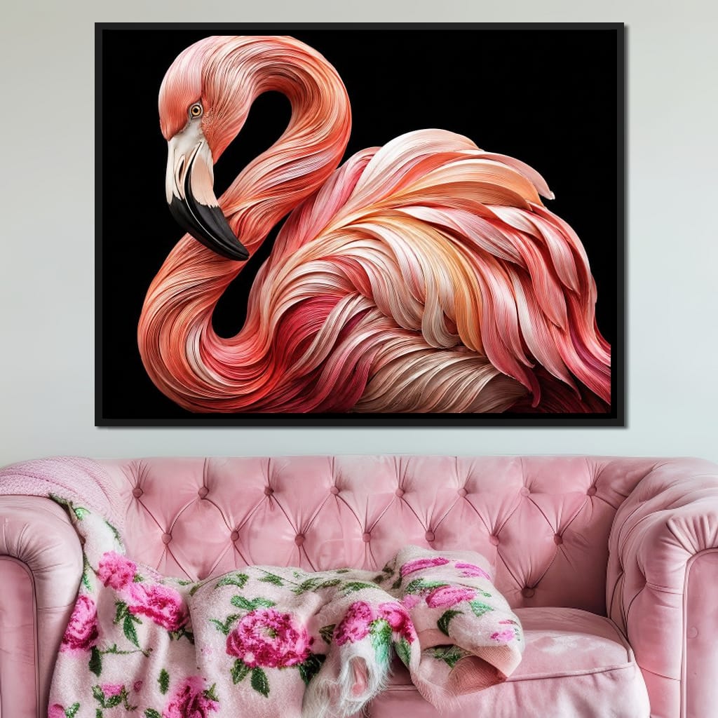 Silk Strand Flamingo Curve Canvas Wall Art