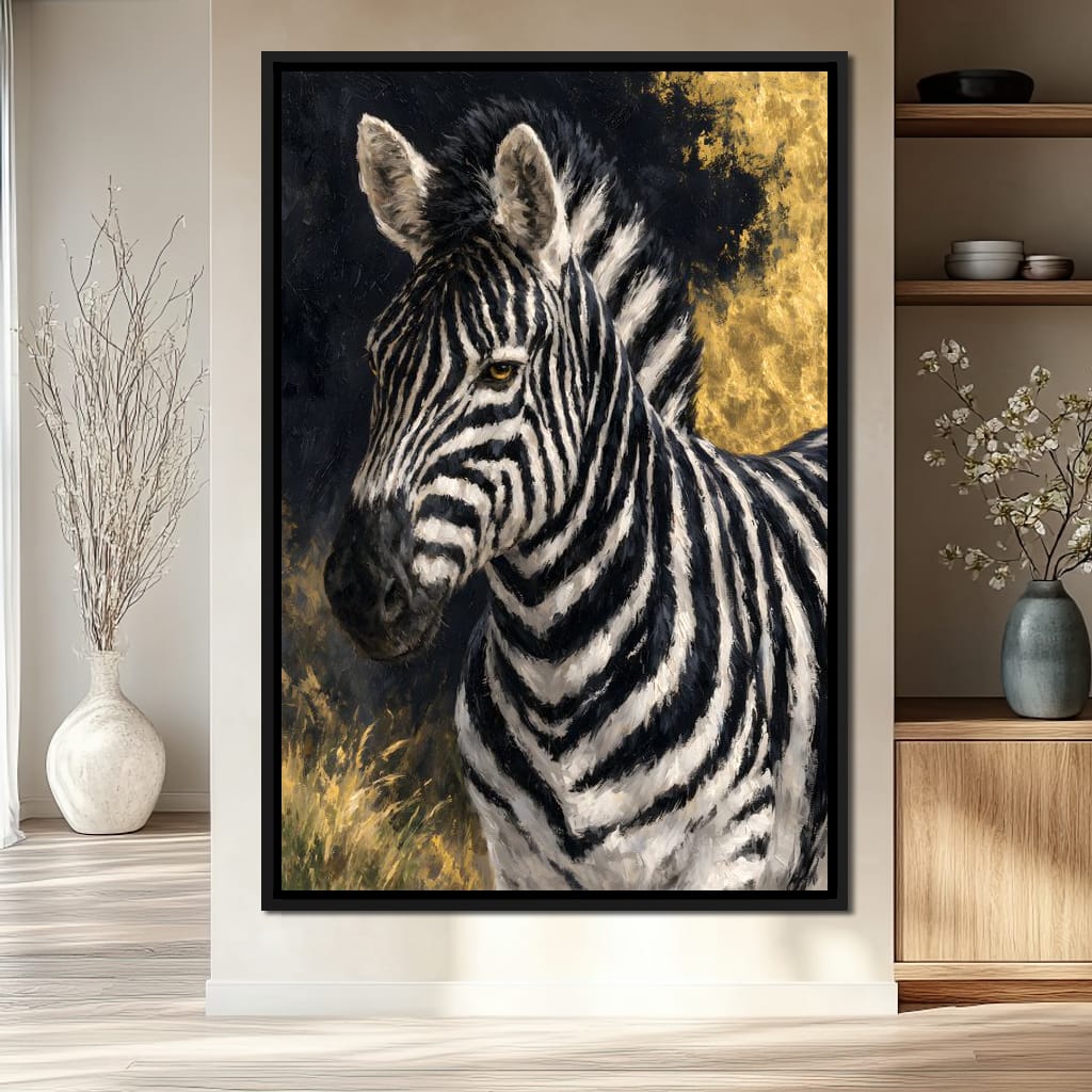 Golden Stripes of the Midnight Plains Canvas Wall Art