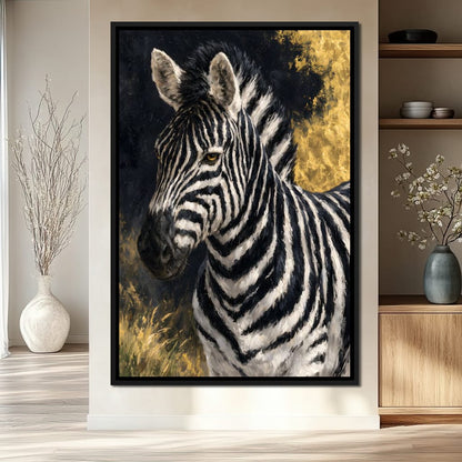 Golden Stripes of the Midnight Plains Canvas Wall Art