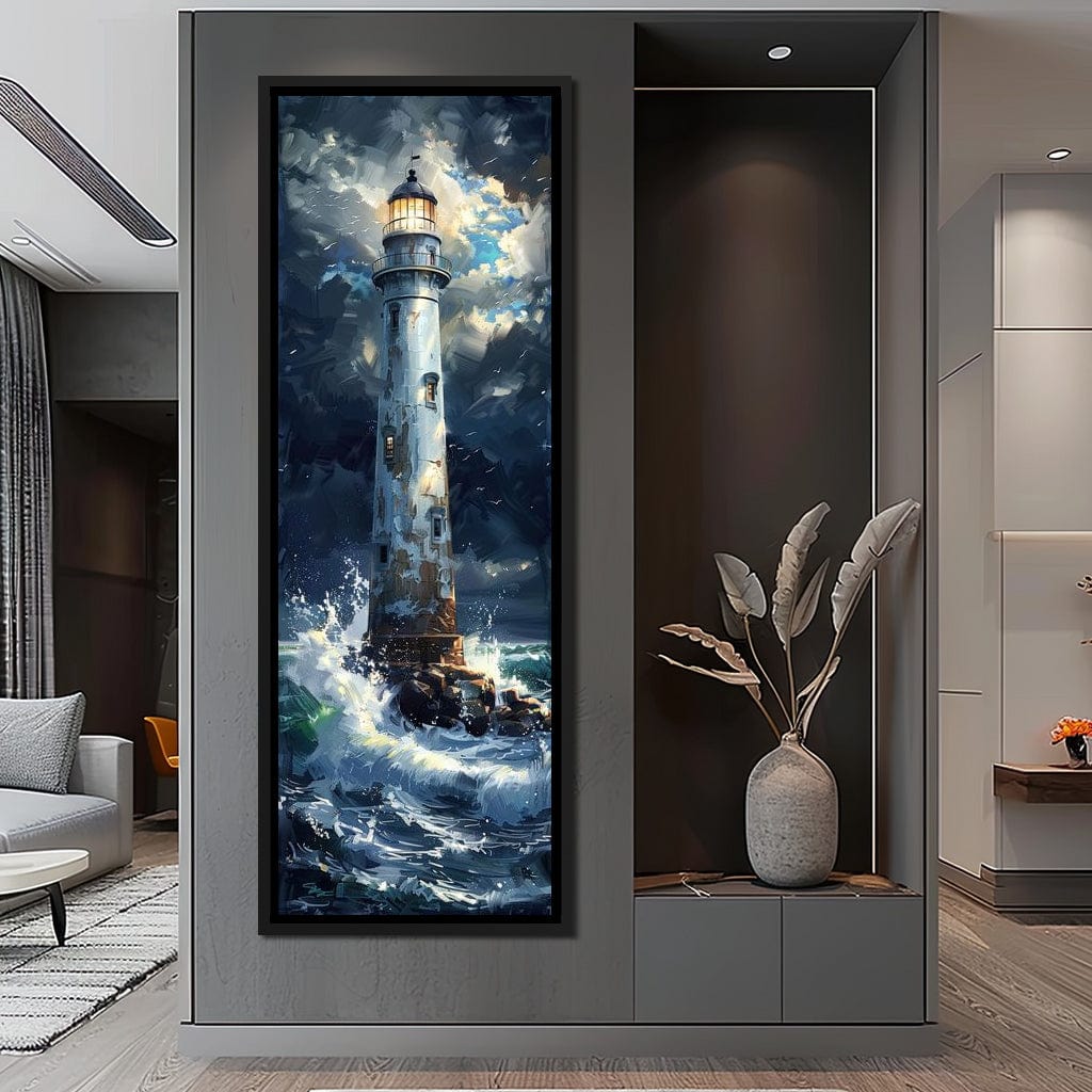 Lighthouse of Stormy Shores Canvas Wall Art
